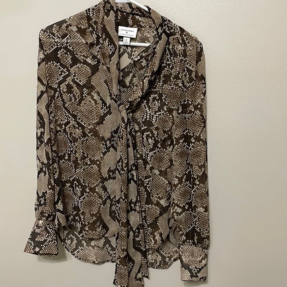 EUC Altazurra for Target Snake Print Tie Blouse